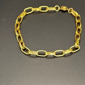 Gold Chain Bracelet, NEW, 8”, Paper Clip Style Chain, Handmade, fashion jewelry